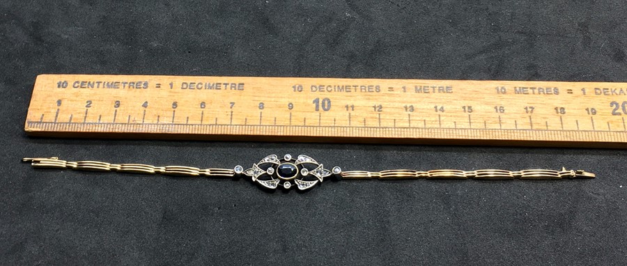 Antique Gold Rose Diamond and Sapphire Bracelet set with central sapphire - Image 7 of 7