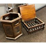 Mahogany Victorian waste paper basket and small storage stool