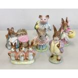 6 Beswick Beatrix potter Figures all in good condition gold back stamps