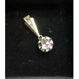 Antique Rose Diamond Pendant set with large tear drop Diamond measures approx 7mm by 5mm with small