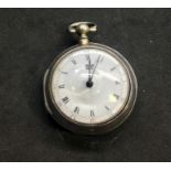 Antique Georgian Silver Fusee Verge Double Case Pocket Watch case and movement in good condition w