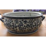 Large Blue and White Floral Ceramic Foot Bath Planter,