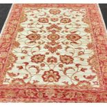 Beige ground Ziegler rug measures approx 1.90m by 1.40m