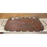 Birmingham Tray embossed J.S & S Solid Copper, one handle missing