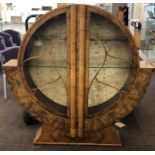 Art Deco round glass fronted cabinet 2 doors, 3 shelfs