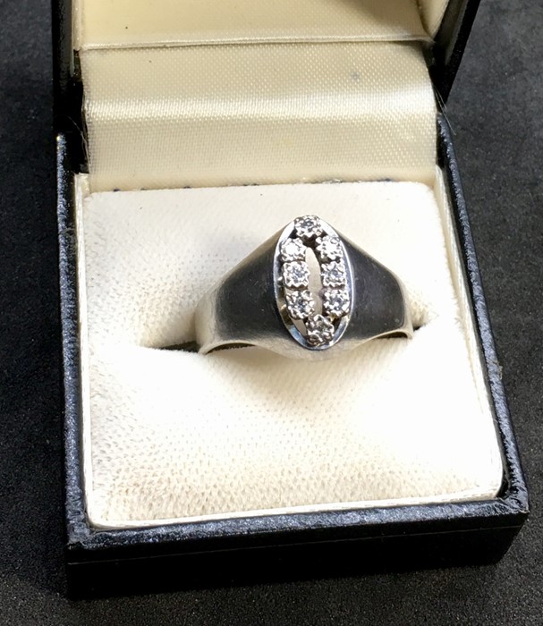 950 Platinum and Diamond Ring set with 8 diamonds in hallmarked 950 PL Weight of ring 8.7g