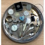 Selection of Silver, silver plate, coins, jewellery, watches