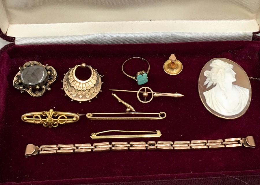 Selection of antique and vintage gold jewellery weighable gold weight 14.5g