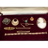 Selection of antique and vintage gold jewellery weighable gold weight 14.5g