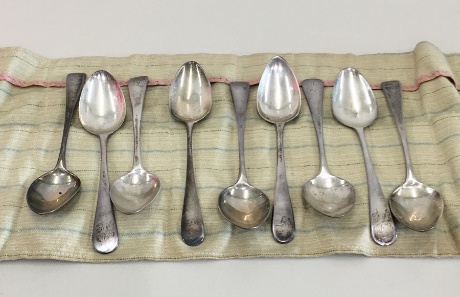 9 Georgian silver Tea Spoons Silver Hallmarks weight 132g