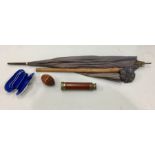 Misc items includes shell purse ,Parasol ,telescope and carved shell