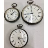 3 silver pocket watches