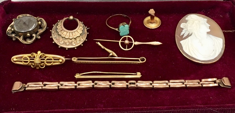 Selection of antique and vintage gold jewellery weighable gold weight 14.5g - Image 2 of 2