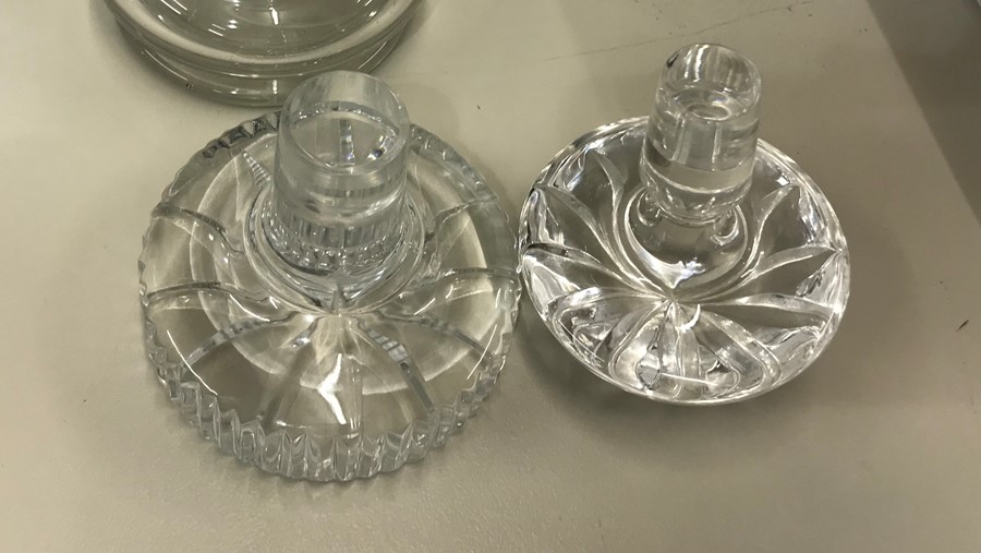 3 Glass decanters 2 with hallmarked silver rims with silver decanter labels all Hallmarked - Image 4 of 6