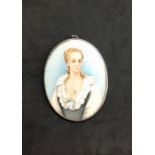 Antique Early 19th Century Miniature Painting signed back N028 Lady Anne Connolly in silver Frame