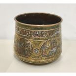 Egyptian Cairo ware Brass copper and silver planter