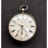 Antique silver open face Fusee pocket watch not ticking a/f no warranty given