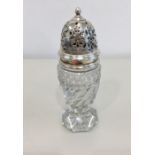 Silver Top Shaker with crystal glass base and stopper