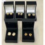 Selection of 5 hallmarked 9ct Gold earrings