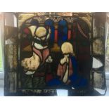 Original 15th / 16th Century Medieval Stained Glass window Panel ..