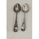 Pair of Georgian silver Table Spoons London Silver Hallmarks weight 111g