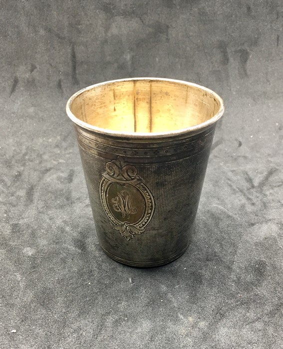 Antique French Silver Beaker measures approx 81mm tall 72mm dia weight 75g