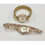 2 ladies Gold wristwatches 1 with gold strap