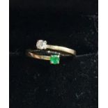 Gold Emerald and Diamond ring