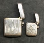 2 Antique Silver Vesta Match Striker Cases