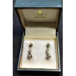 Antique Gold Rose Diamond Drop Earrings