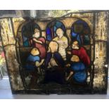 Original 15th / 16th Century Medieval Stained Glass window Panel ..