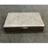 Antique High grade Silver Asian Box measures approx 13.2cm by 8.6cm and 25mm deep