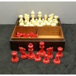 Antique CarveD Bone Chess Set in Box complete