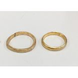 2 x 22ct Gold wedding rings weight 6.2g