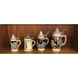 4 Vintage Steins.