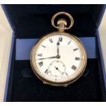 Gold plated open face pocket watch, Dennison case