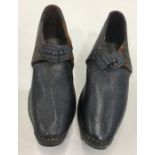 Antique childs leather and wood shoes