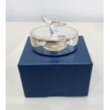 Boxed Silver Pill box with Butterfly Finial birmingham silver hallmarks for 2000