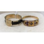 2 Antique Gold Rings 15ct gold ring and Mourning Ring
