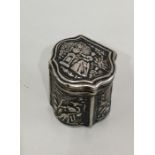 Antique Dutch Silver Peppermint Box not hallmarked but does test as silver measures approx 3.3cm tal