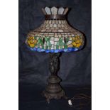 Tiffany Style decorative Lamp with matching Base in Bronze Impressing Art Nouveau lamp in the
