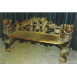Bench made of wood with very nice carvings of Brienz Bench made of wood with very nice carvings of