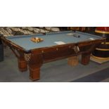 Massive Wood Pool Table This distinct pool table in massive wood features leather pockets and