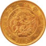 Startprice:280000JPY 日本/Japan 旧5円金貨 明治3年（1870年） 明瞭ウロコ 極美／未 / Old type 5 Yen（Gold） AU 1870