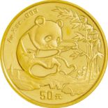 中国 (China) / ﾊﾟﾝﾀﾞ図 50元(1/2ｵﾝｽ)金貨 1994年 KM614 / 未使用 / Panda 50 Yuan (1/2oz) Gold / UNC