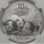 中国 (China) / ﾊﾟﾝﾀﾞ図 10元銀貨 2013年 / 完全未使用 / Panda 10 Yuan Silver / BU