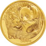 中国 (China) / ﾊﾟﾝﾀﾞ図 500元 (1ｵﾝｽ)金貨 2005年 KM1582 / 未使用 / Panda 500 Yuan (1oz) Gold / UNC