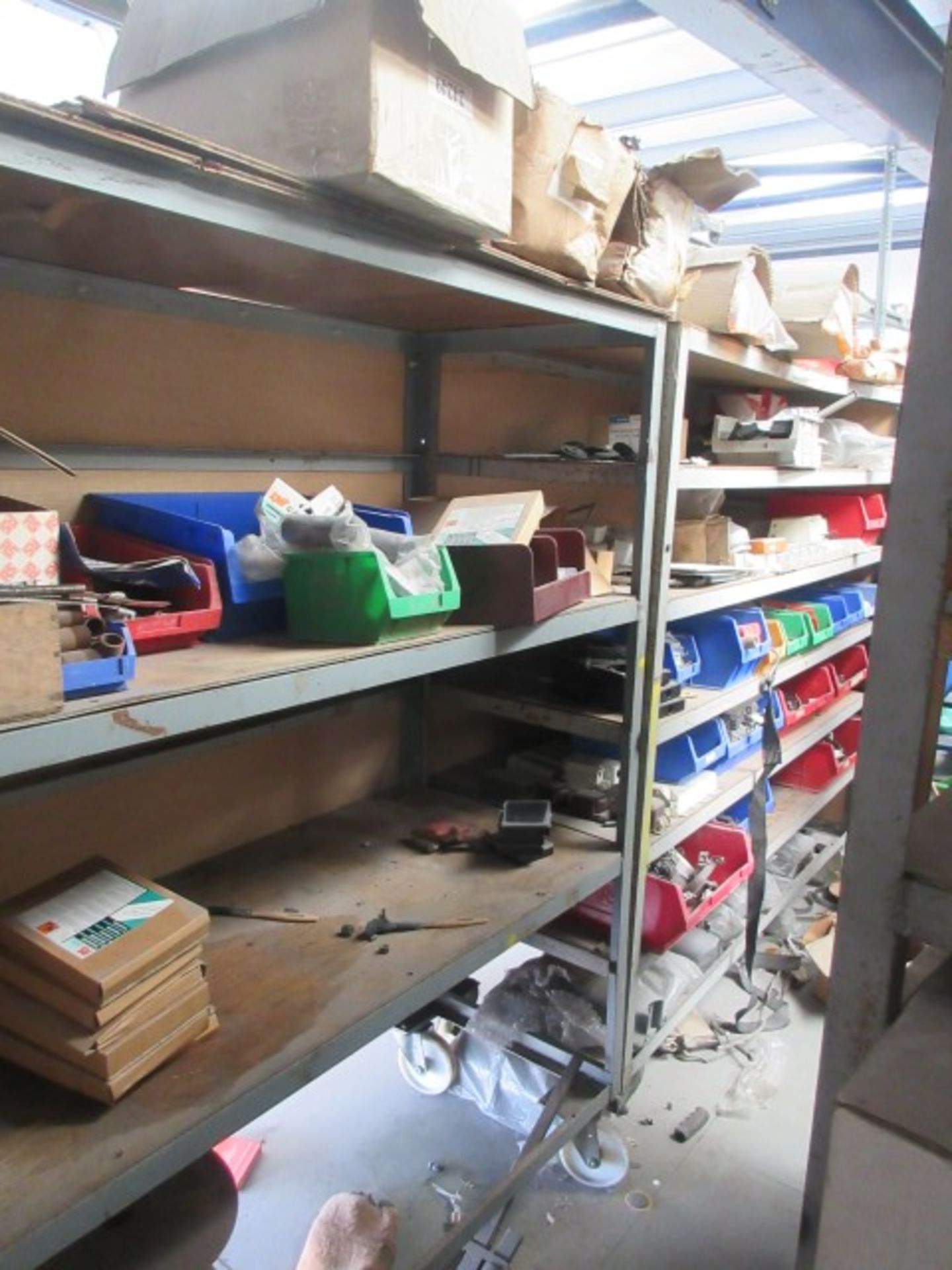 Four mobile multi shelf storage racks including assorted contents. - Image 2 of 2