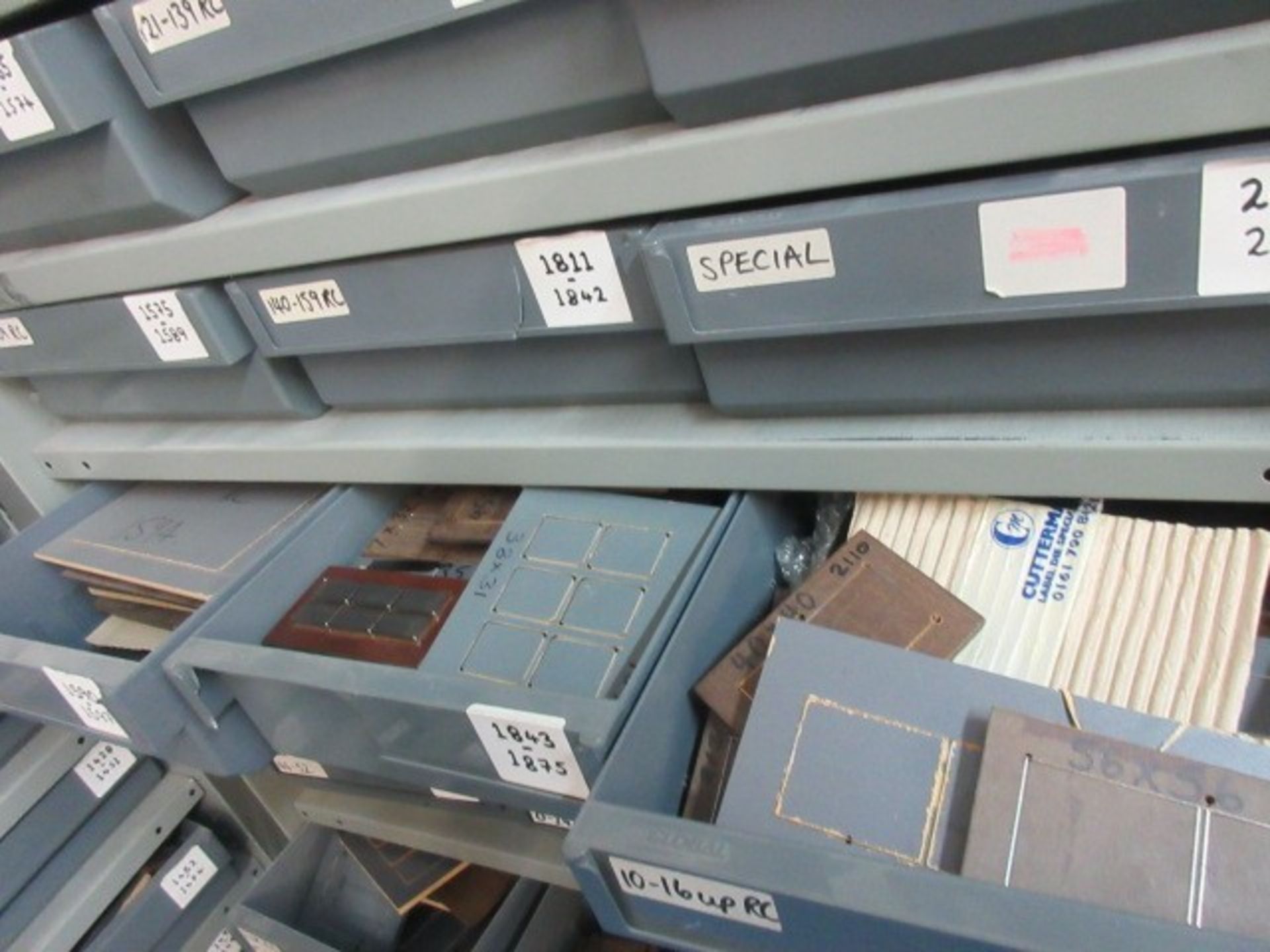 A Qty of assorted cutters in and including 36 drawer storage unit. - Image 3 of 6