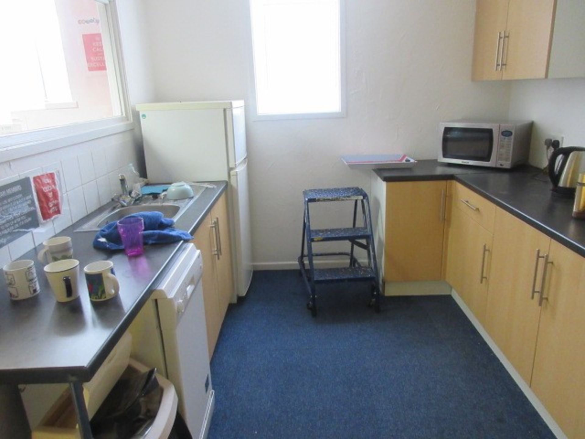 Contents of Canteen kitchen including Liebherr fridge freezer, panasonic microwave,